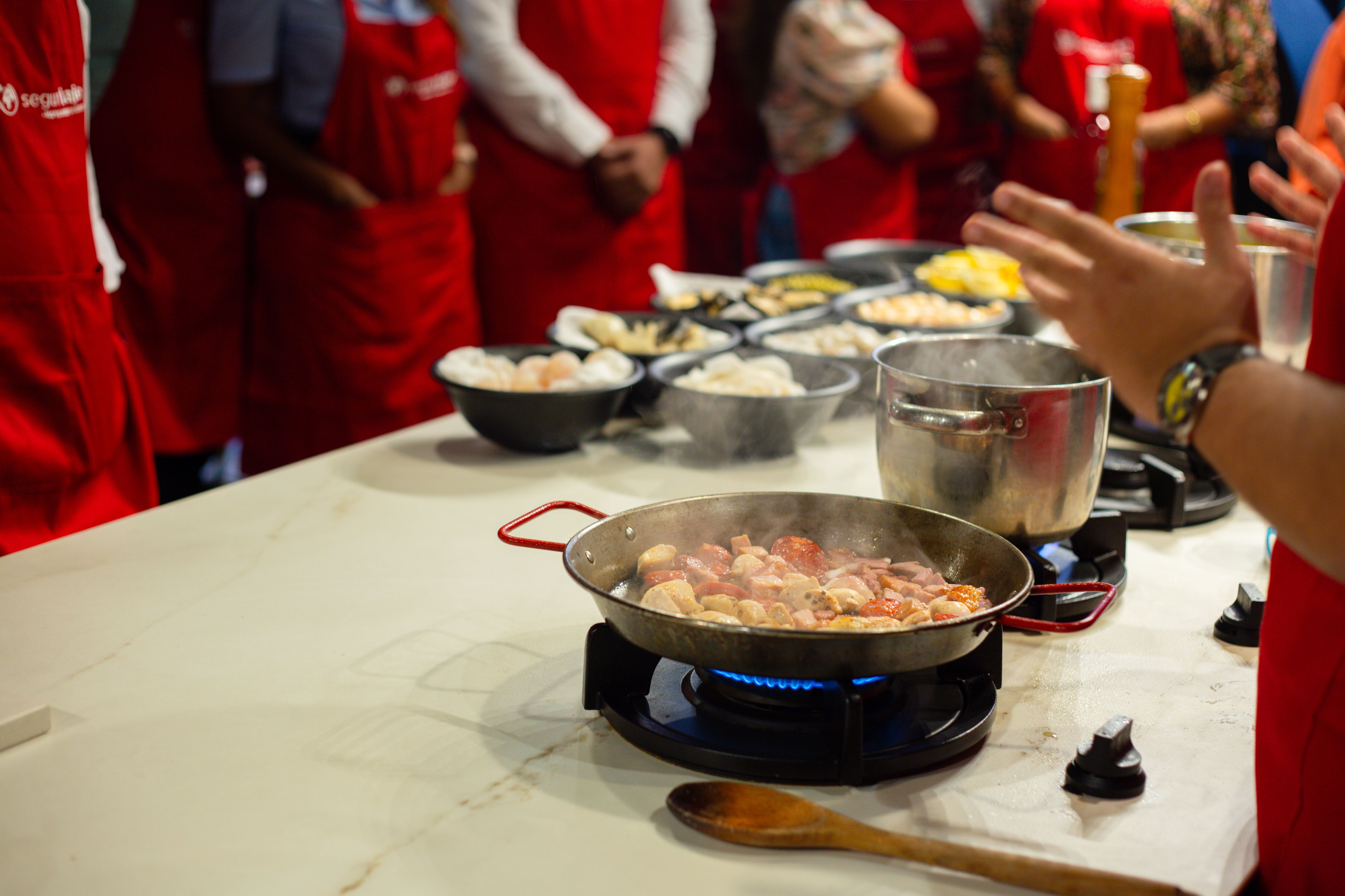 People taking part in a cooking class